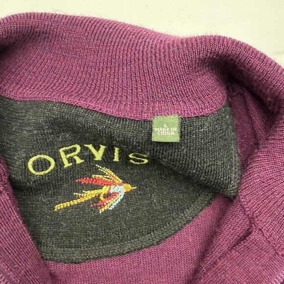 Orvis Mens L Purple Wool 1/4 Zip Up Long Sleeve Pullover Sweater - Picture 4 of 7